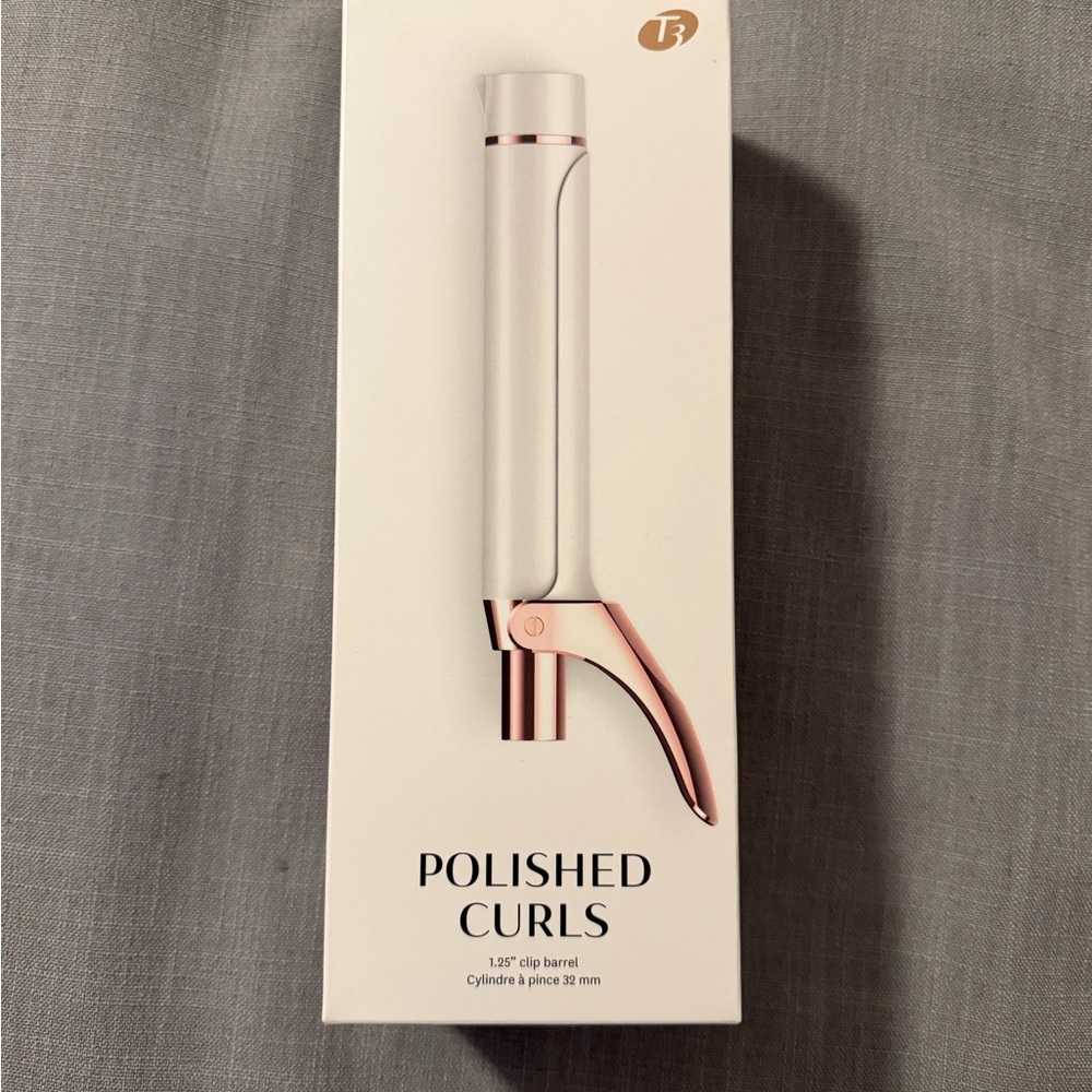 NIB T3 Polished Curls Clip Barrel - White and Rose Gold